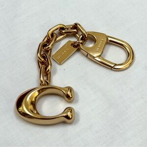 COACH Signature Bag Tag Charm Gold Goldtone C